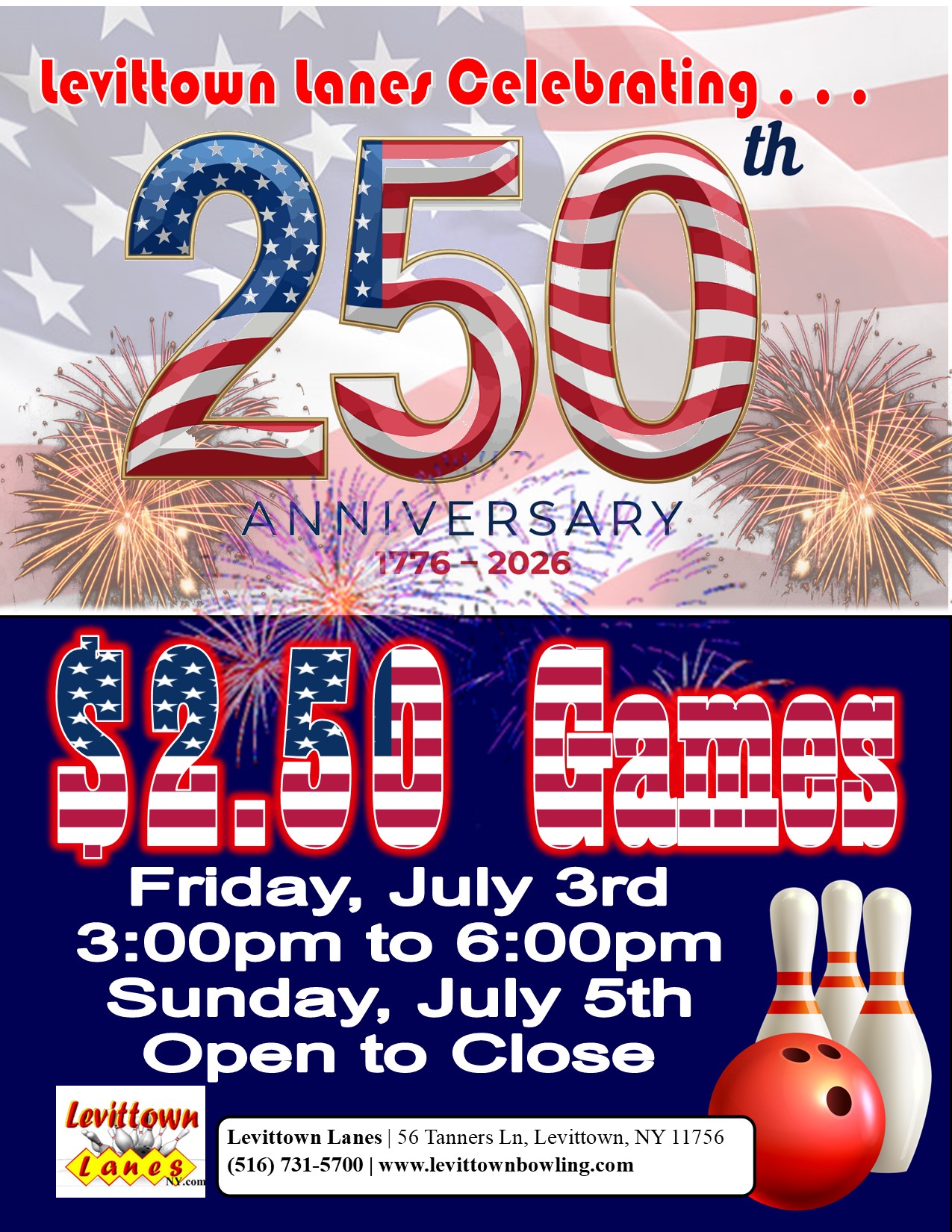 Levittown Lanes Celebrating Our 250th Anniversary Special 