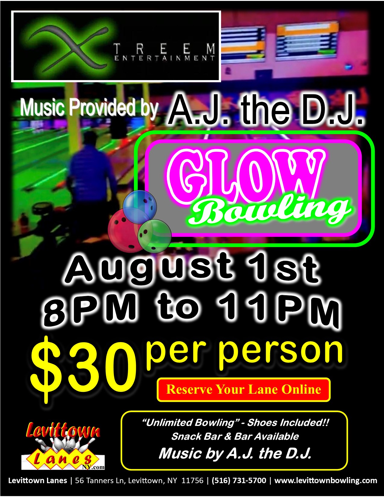 Join us, Aug 1st, 8:00pm to 11:00pm, Music by A.J. the D.J.