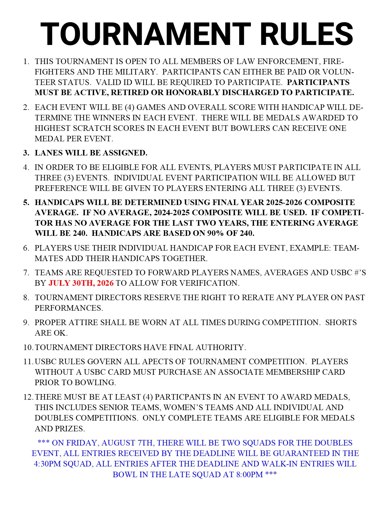 PFMBowling Event Rules Page