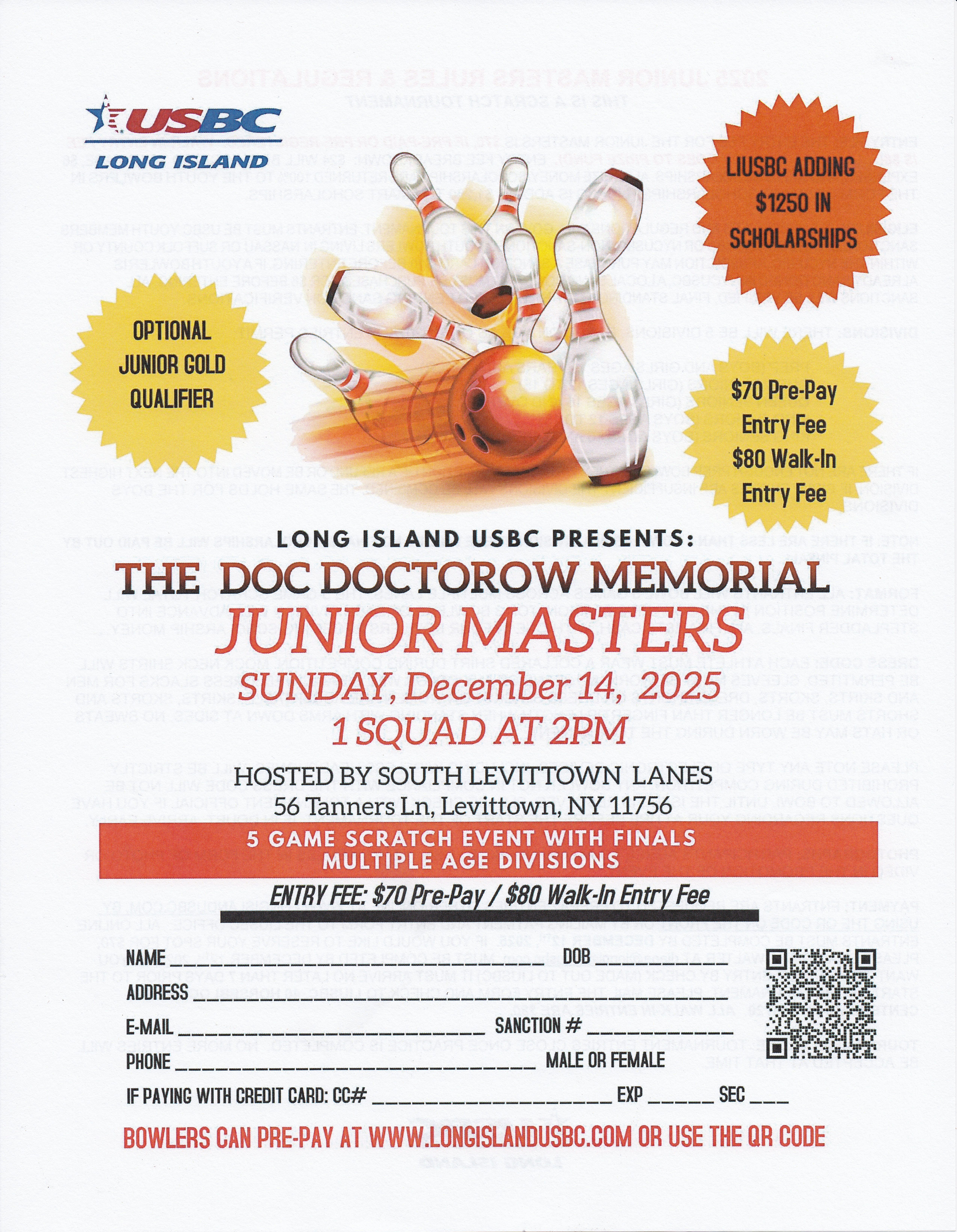 USBC - The Doc Doctorow Memorial Junior Masters - Dec 14th, 2PM 
