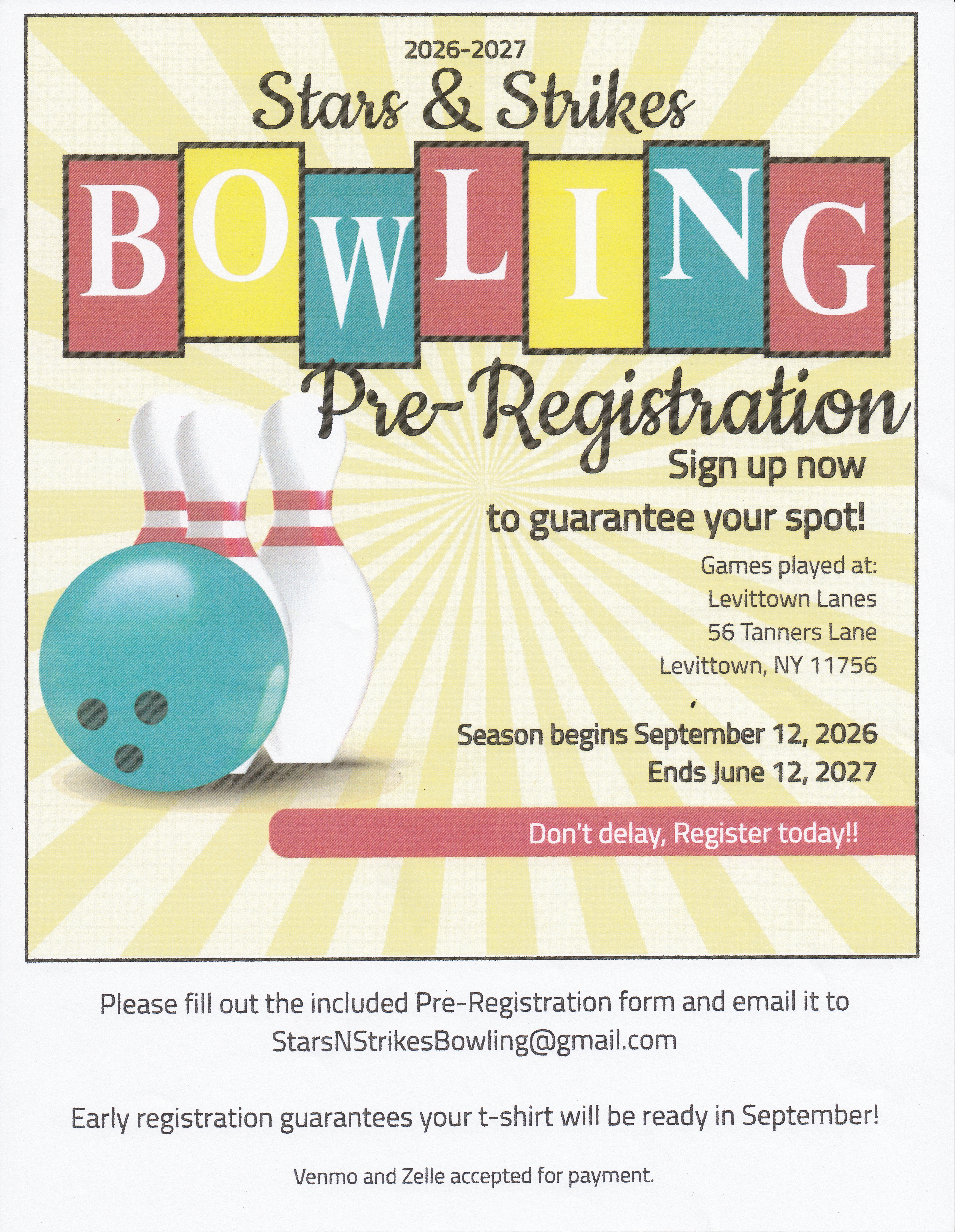 Stars 'n Strikes "Special Needs" League Registration
