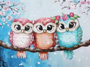 Join us for a Paint Nite Event, Mar 20th, 7PM - Owl Springtime Friends