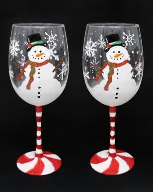 Join us for a Paint Nite Event, Dec 12th, 7PM - Happy Snowman Wine Glasses